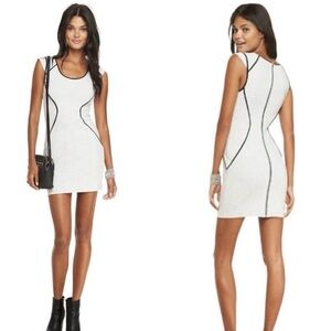 NWT Express White Sheath Dress With Black Piping Size 4